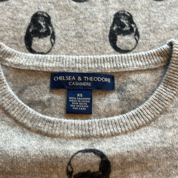 Chelsea & Theodore - 100% cashmere skull pattern crewneck pullover sweater - XS - Picture 4 of 5